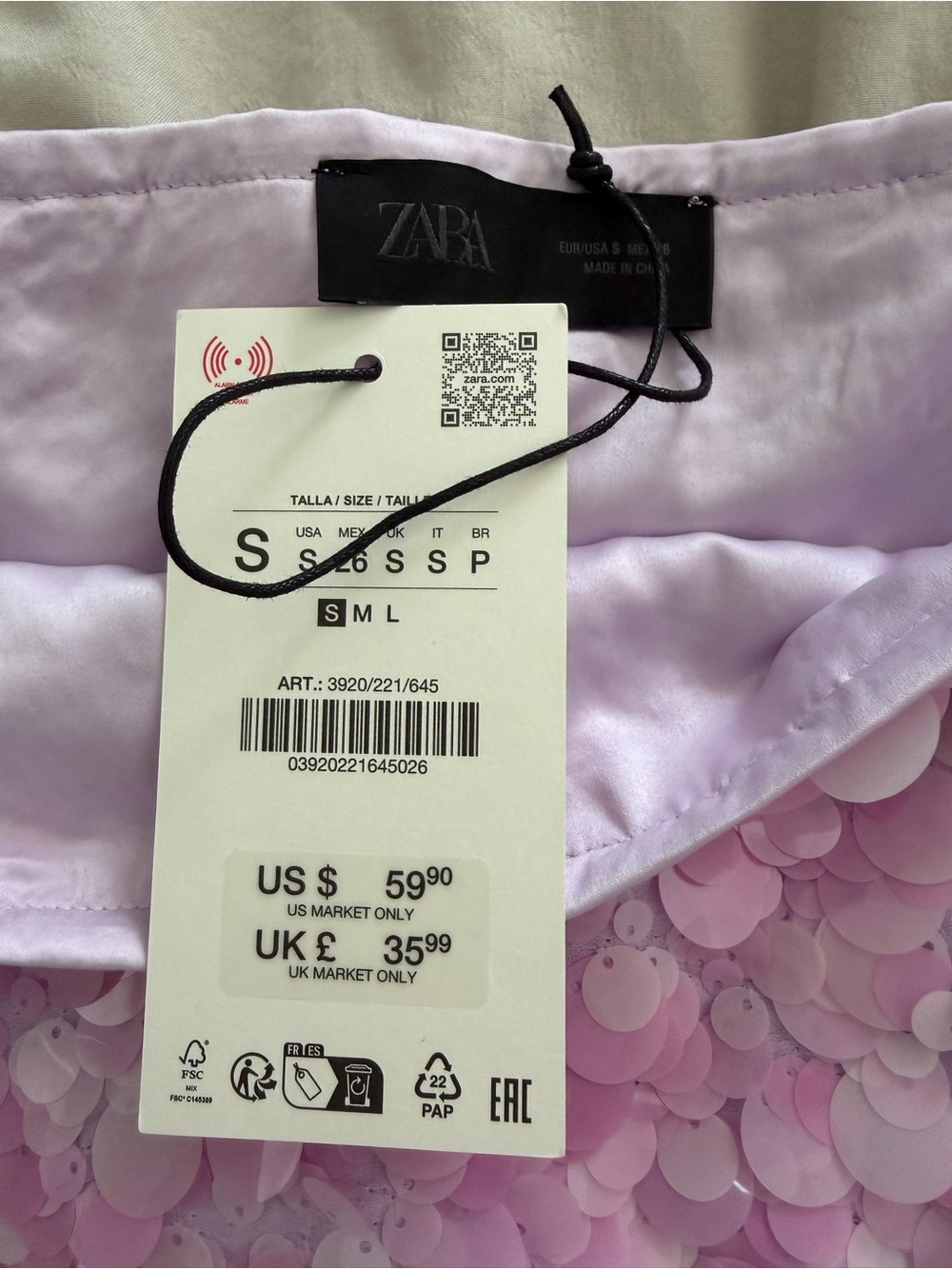 Zara Pink Sequin Mini Skirt - Picture 2 of 3